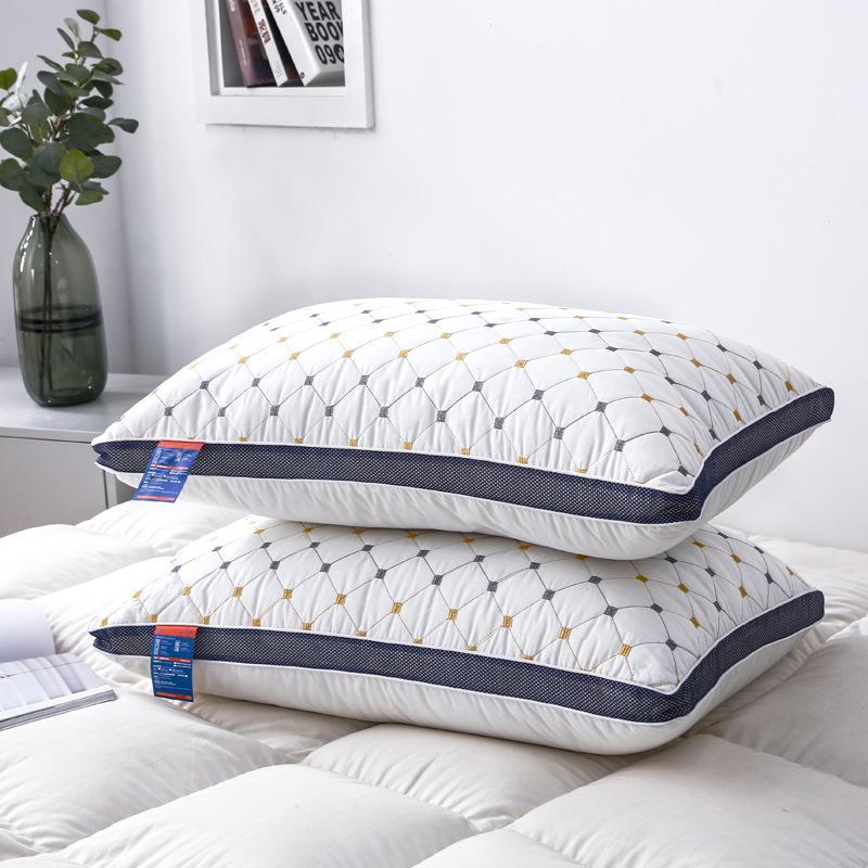 Starry Sky Feather Velvet Cervical Pillow with Quilted Embroidery - Non-Sinking, Ideal for Home, Student Dorms, Hotels
