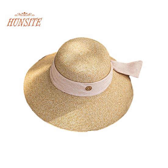 

Лента с бантом, декор, солнцезащитная шляпа, круглый купол, складная тонкая анти-УФ-женская соломенная шляпа с большими полями, солнцезащитный крем, модные аксессуары светло-розовый