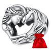 Silver heart charm girl with horse beads silver 925 bead