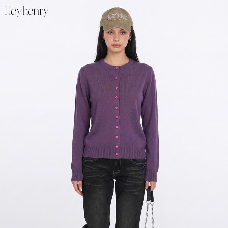 HeyHenry Womens Button Knit Cardigan Slim Fit Solid Color Long Sleeve Sweater Fall