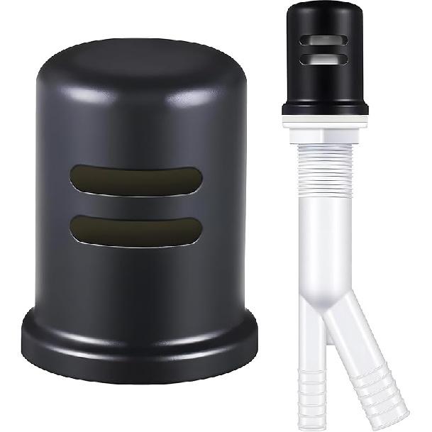 Enhon Dishwasher Air Gap Kit, with Skirted Brass Air Gap Cover and Matching Escutcheon, Dishwasher Replacement for Kitchen Sink (Silver) матовый черный