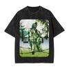 Metal Gear Solid 3: Camiseta Oversized Preta Lavagem Ácida Conceito de Arte da Selva Snake Eater | Camiseta de Merchandising para Fãs de Jogo de Espionagem Tática