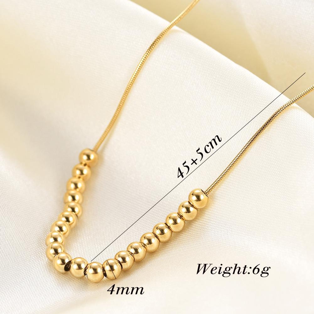 4MM Stainless Steel Clavicle Necklace: European & American Fashion, Versatile Women's Simple Chain with Twenty Round Beads