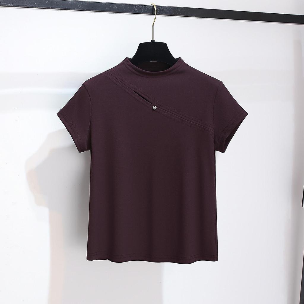 2025 Autumn Women's Two-Piece Set: Popular Purple Short-Sleeved T-Shirt and Midi Skirt.