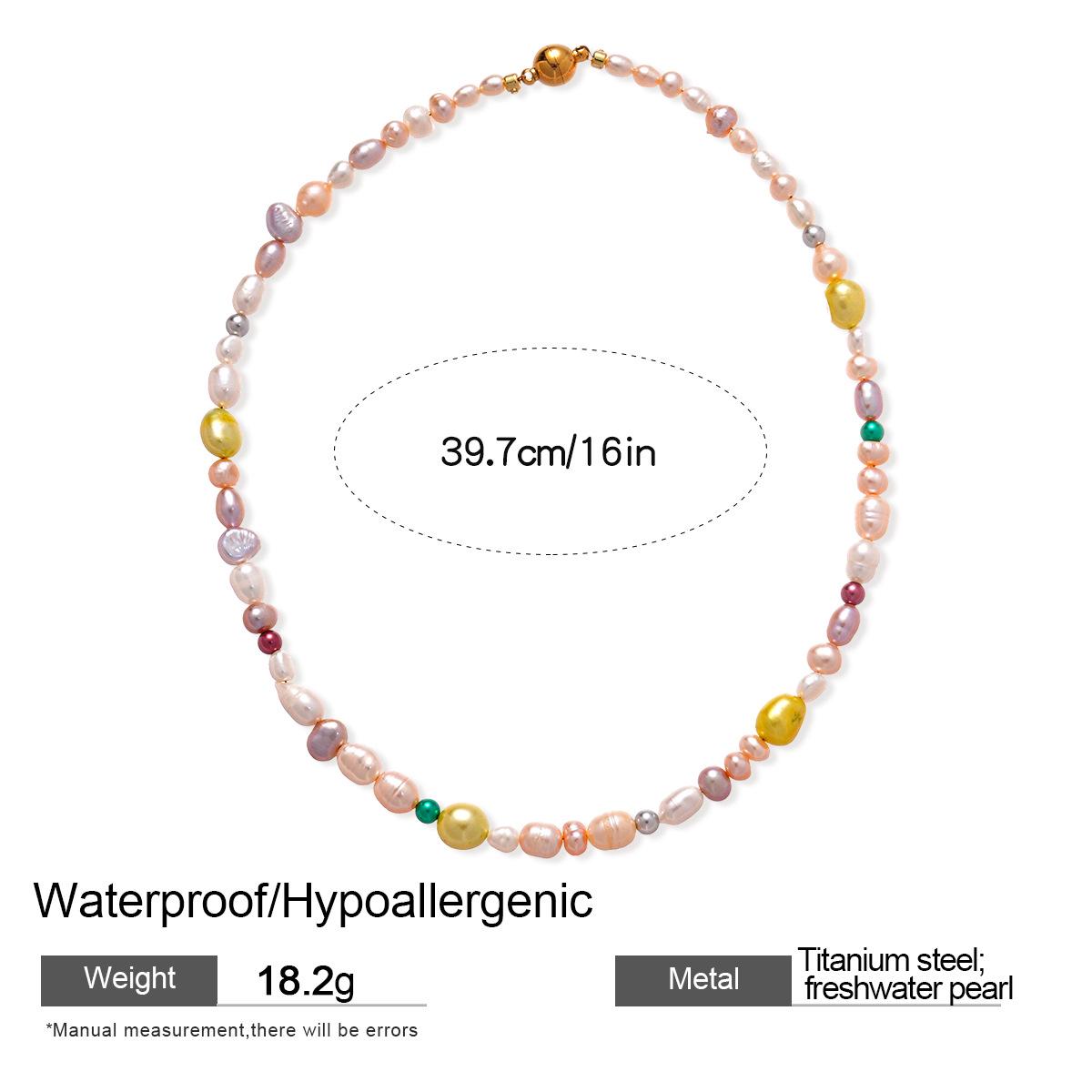 

Ожерелье-чокер из нержавеющей стали с магнитной застежкой и пресноводным жемчугом – Элегантное, высококлассное украшение-цепочка для ключиц для женщин