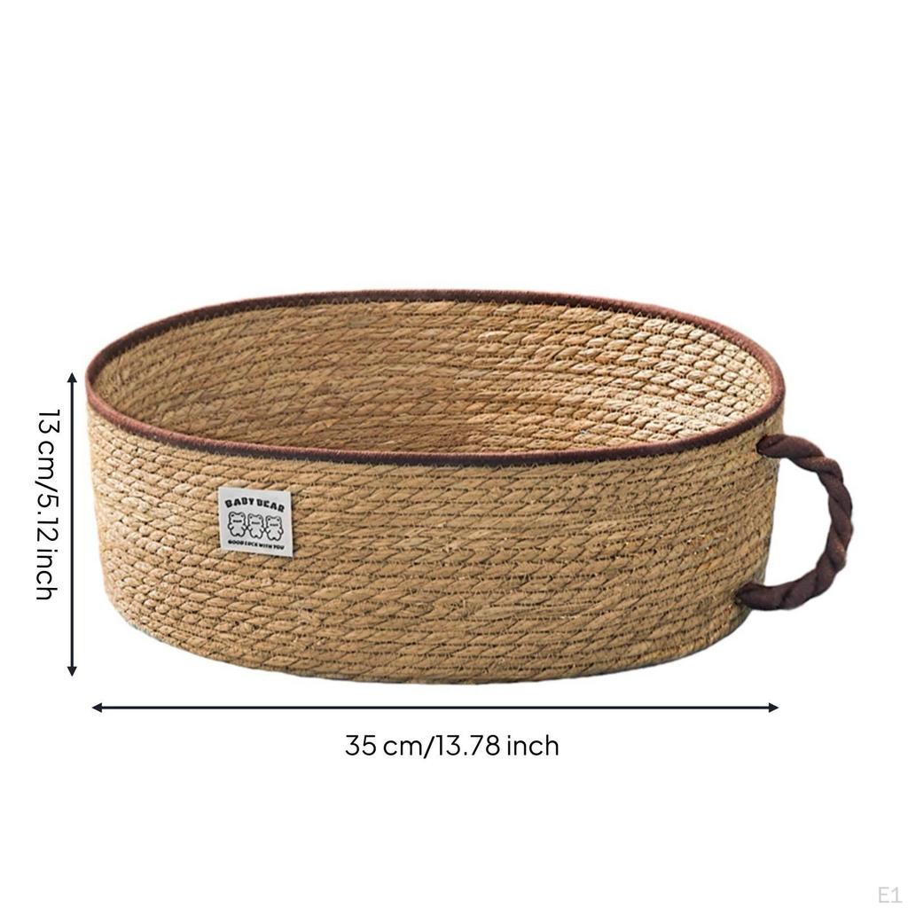 Cat Bed Breathable Basket Straw for Kittens, Small Dogs, Living Room, Bedroom, Floor S