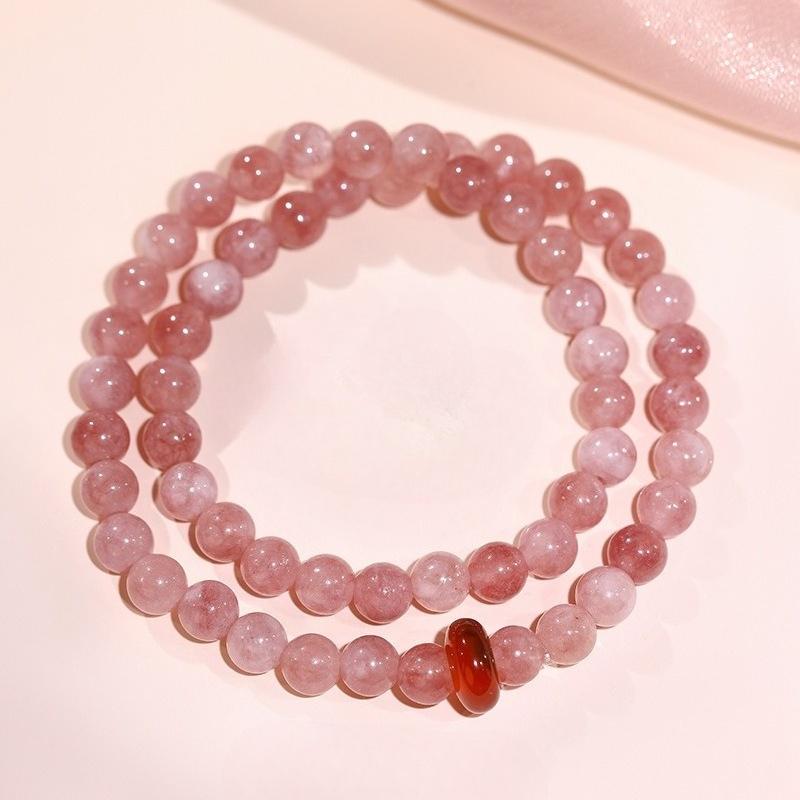 Doppelschichtiger Optimierter Goldfaden Jade Rot Achat Friedens-Charme-Armband, Nischen-Kristall-Schmuckzubehör