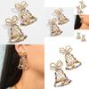 Boucles d'oreilles pendantes élégantes en alliage géométrique avec cloche en cristal tendance chic pour femmes