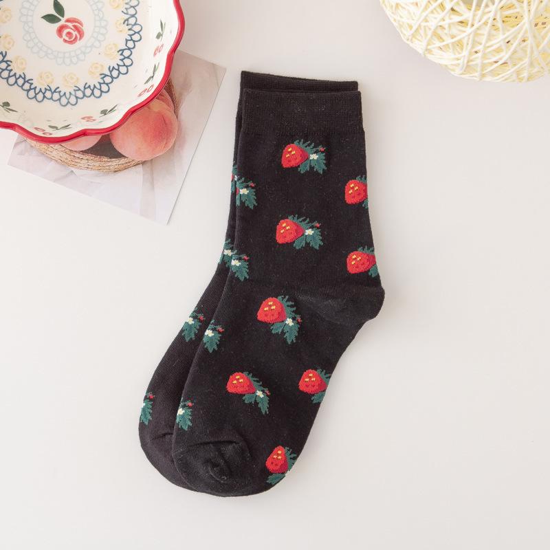 Japanese Cute Fruit Pattern Mid-Calf Women's Retro Socks