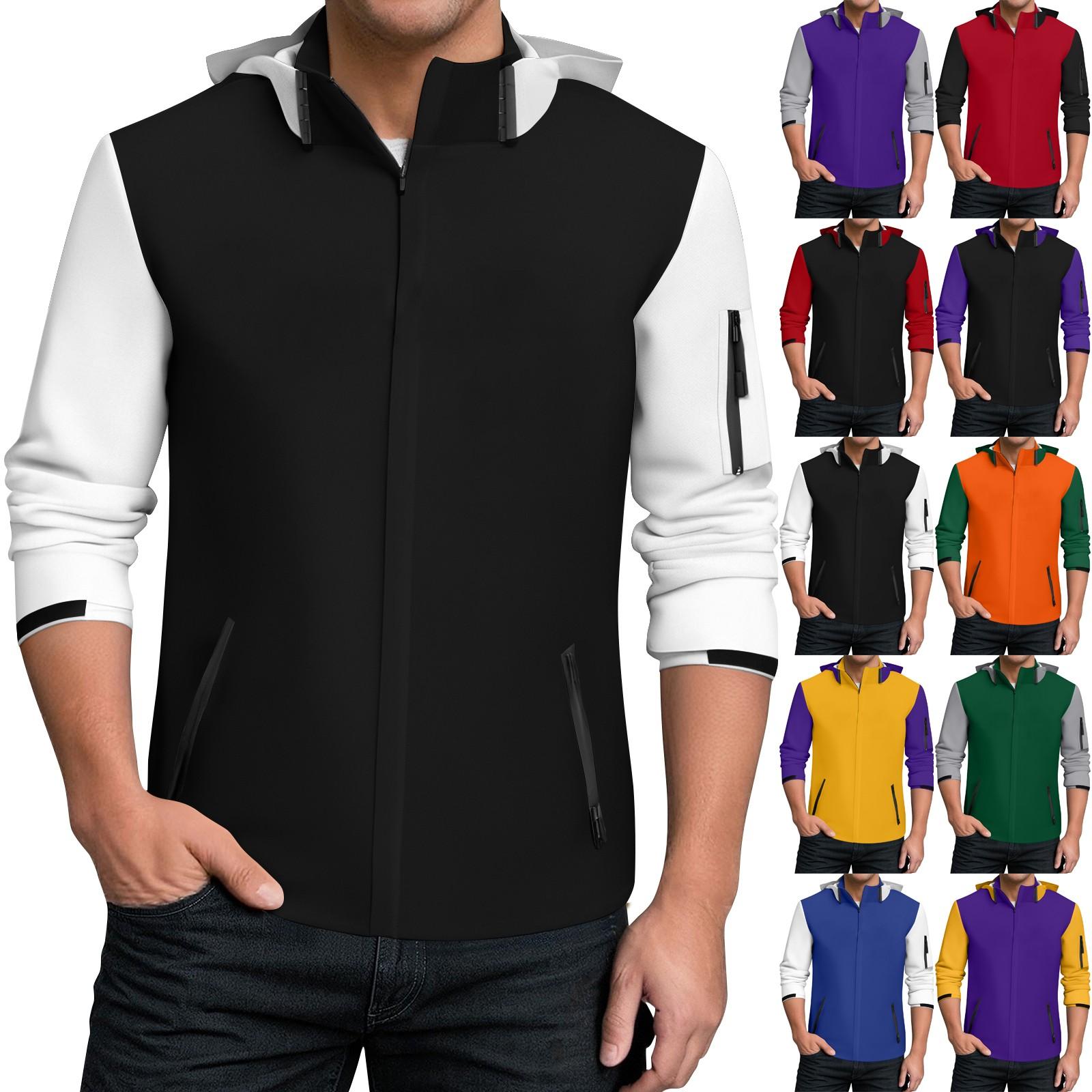 

Rain Jacket Men Waterproof Windbreaker, Lightweight Hooded Raincoat For Daily Casual M