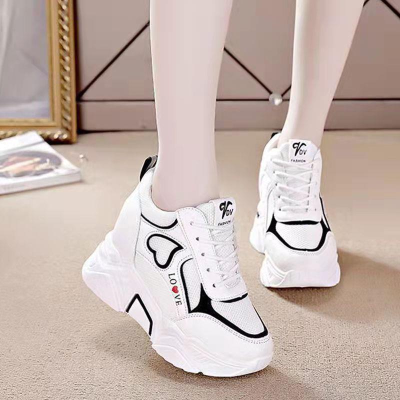 

22 new inner height increase mesh surface breathable and high casual sports shoes summer thick-soled dad shoes tide spring 35 чёрный