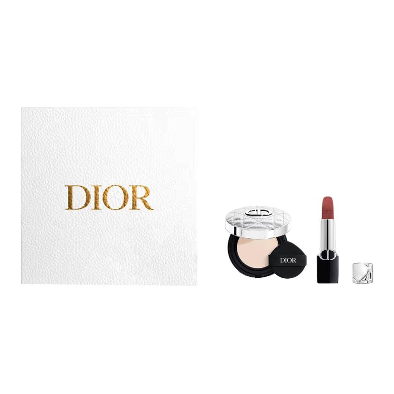 

DIOR Foundation Two-piece set: Flame Blue Gold Lipstick #720 Velvet + Long-lasting Air Cushion Rich and Polished #ON синий