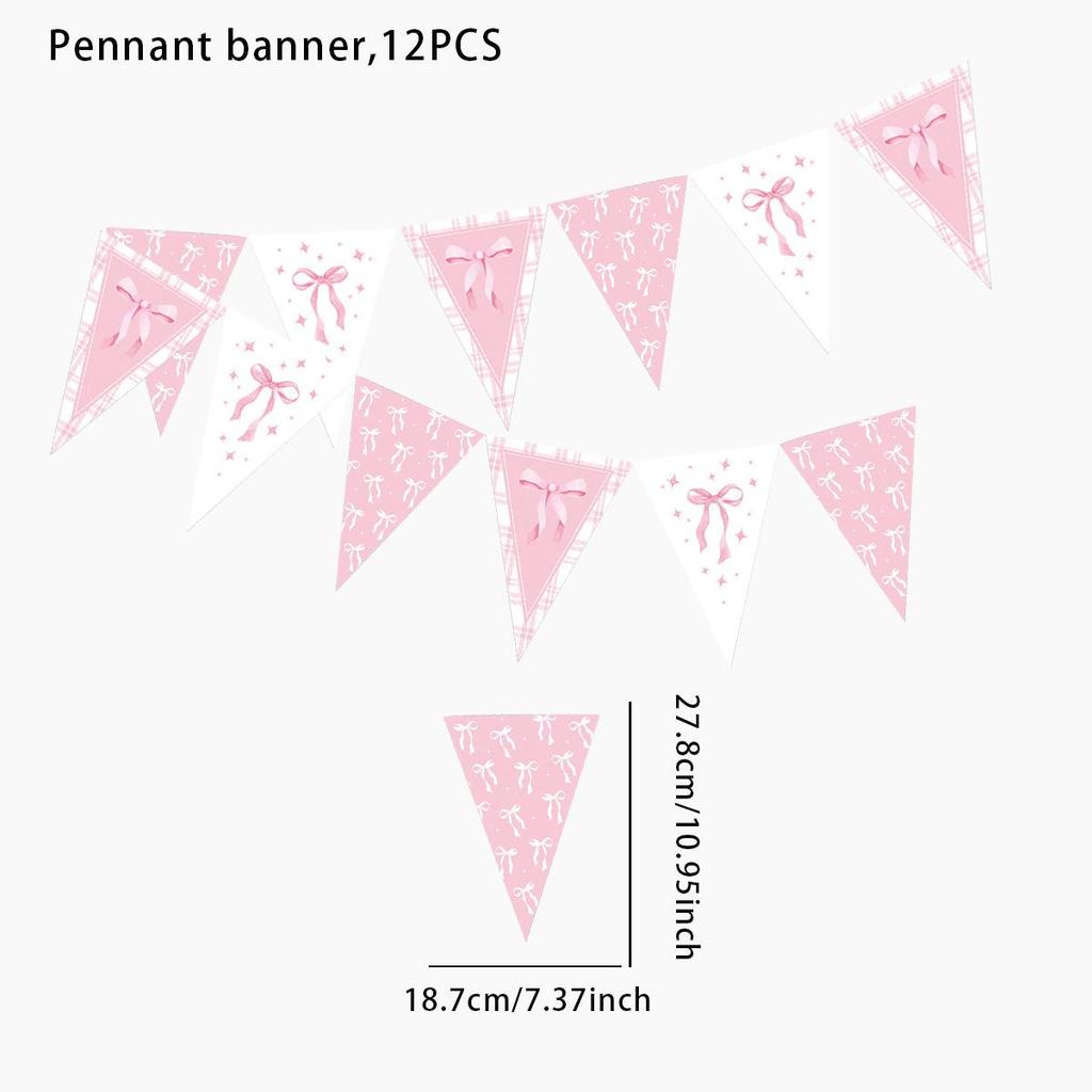 Roze Strik Verjaardag Feest Decoraties Set: Banner & Slingers