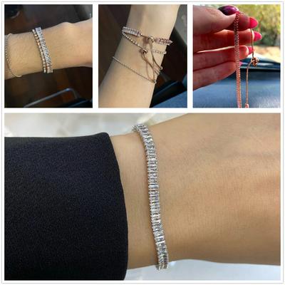 Tenisové náramky pro ženy Jiskřivé zirkonové šperky Rose Gold Barva Ručně vyráběné Přátelé Dárek Roztomilé šperky Velkoobchod H017