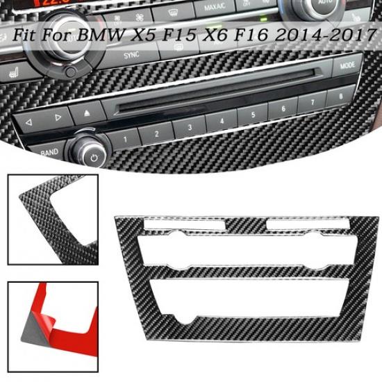 Console CD Control Panel Cover Trim For BMW X5 F15 X6 F16 2014-2017 Carbon Fiber