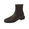 Fashion Square Head Ankle Boots Wedge Bottom Soft Leather Comfortable  Boots Women Short Boot Warm Winter Shoes Fur Winter Booties
