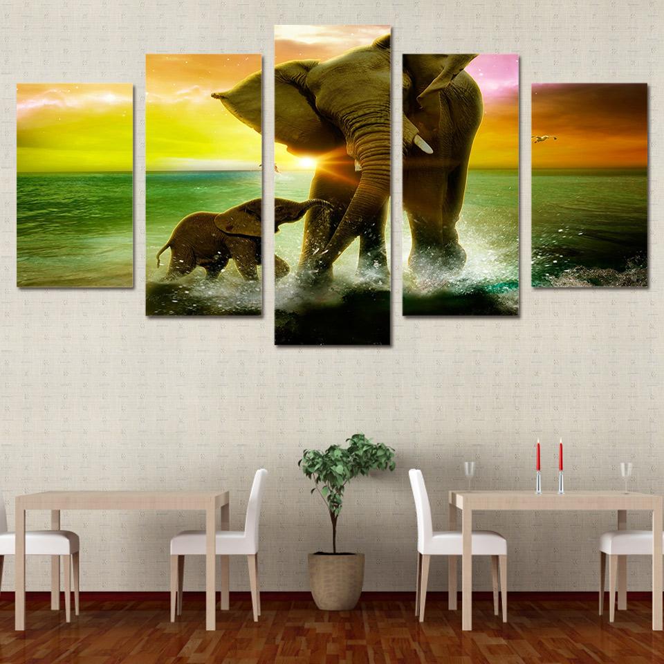 HD Printed Elephant Family Painting Canvas Print Room Decor Print Poster Picture Canvas