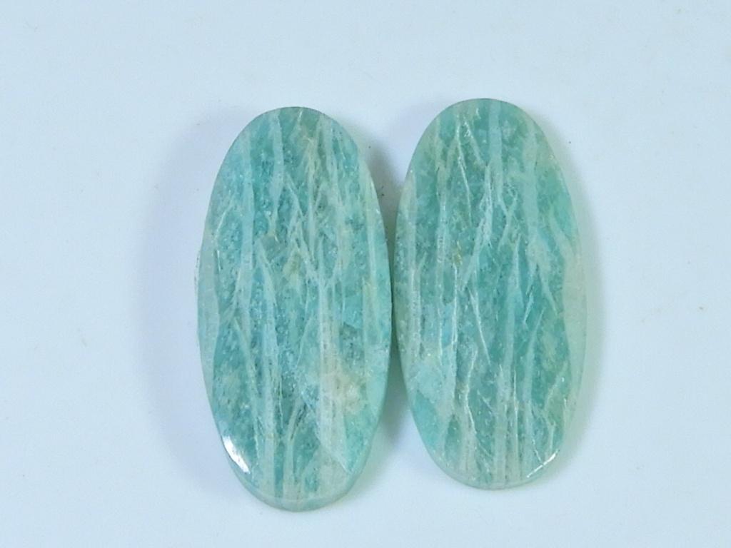 

21Cts. Natural Amazonite (12X26X02 mm each) Oval Cabochon Matched Pair SK-3047