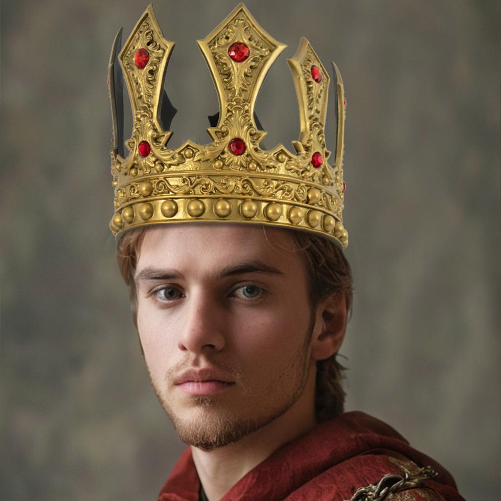 Vintage Luxury King Crown Cosplay Headpiece for Parties and Weddings Adjustable Size Props Crownpiece Roleplay Accessory