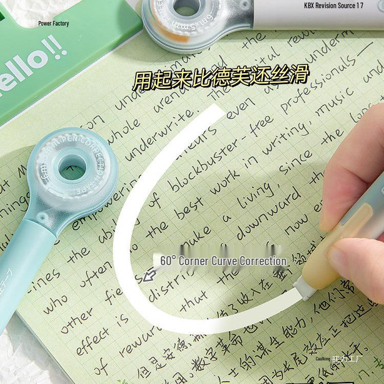 Pen-Style High-Capacity Correction Tape with Push-Button Design, Silent Operation, for Students