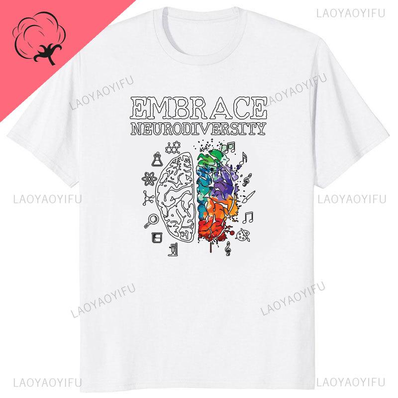 Funny Neurodiversity Brain Autism Awareness ASD ADHD Unisex Unisex TShirt Cotton Graphic Tee Y2k Top Lovely Gifts Short Sleeve