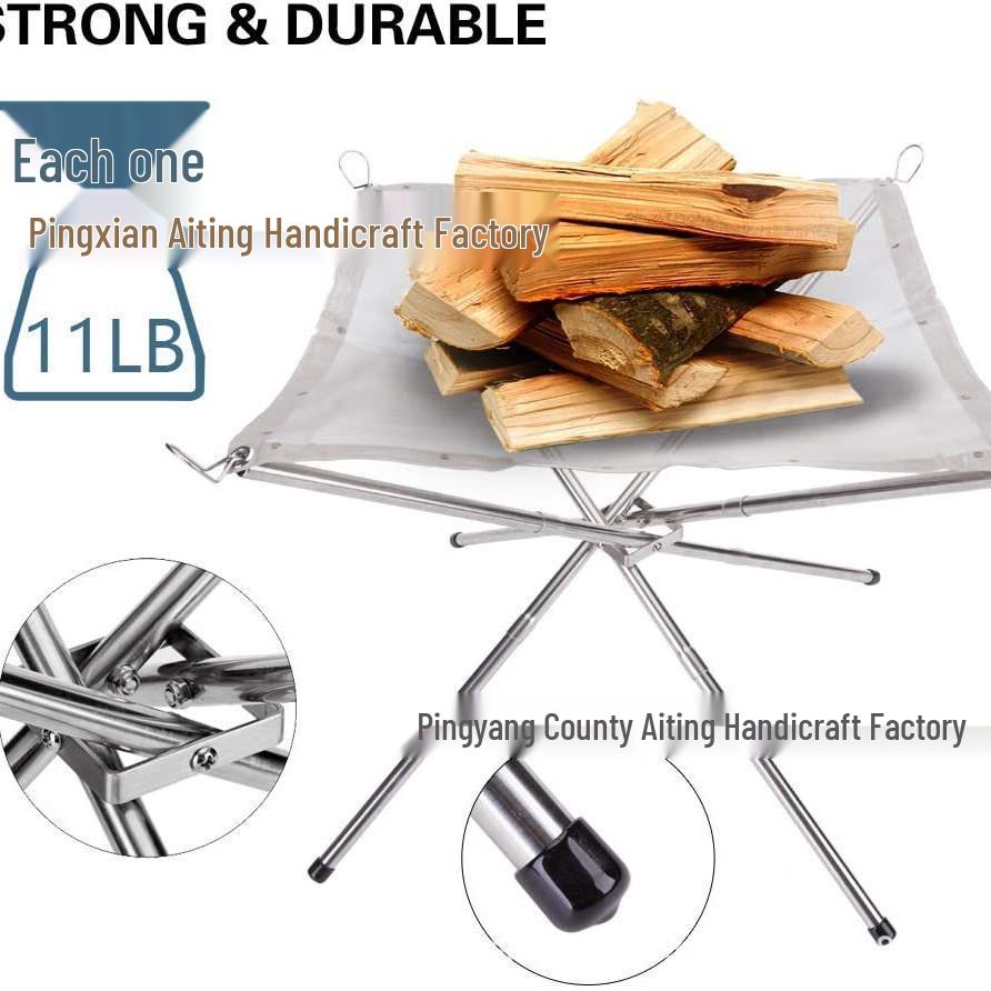 Foldable Outdoor Fire Pit and Firewood Stand for Camping and Picnics