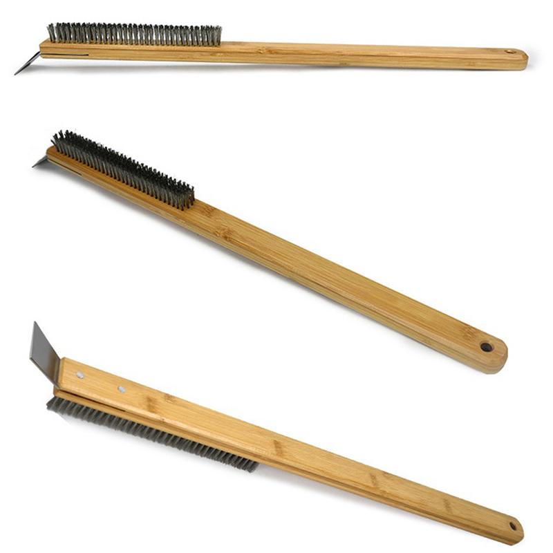 Pizza Oven Brush Steel Wire Pizza Stone Cleaning Brush With Scraper Oven Cleaner