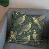 2D Green Birds And Gold Leaves Pattern Pillow Cover Pattern Cushion Cover Suitable For Sofa Bedroom Car Pillow Cover