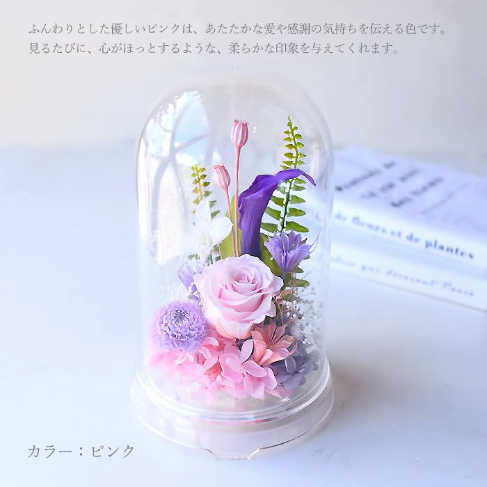 Preserved Flower Dome, Flower Dome, Buddhist Flowers, Offering Flowers, Violets, 1 Piece, Pink