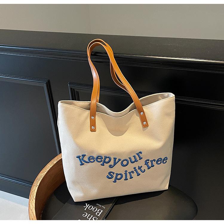 

Large capacity canvas bag simple shoulder bag female college student versatile tote bag hand bag handbag satchel