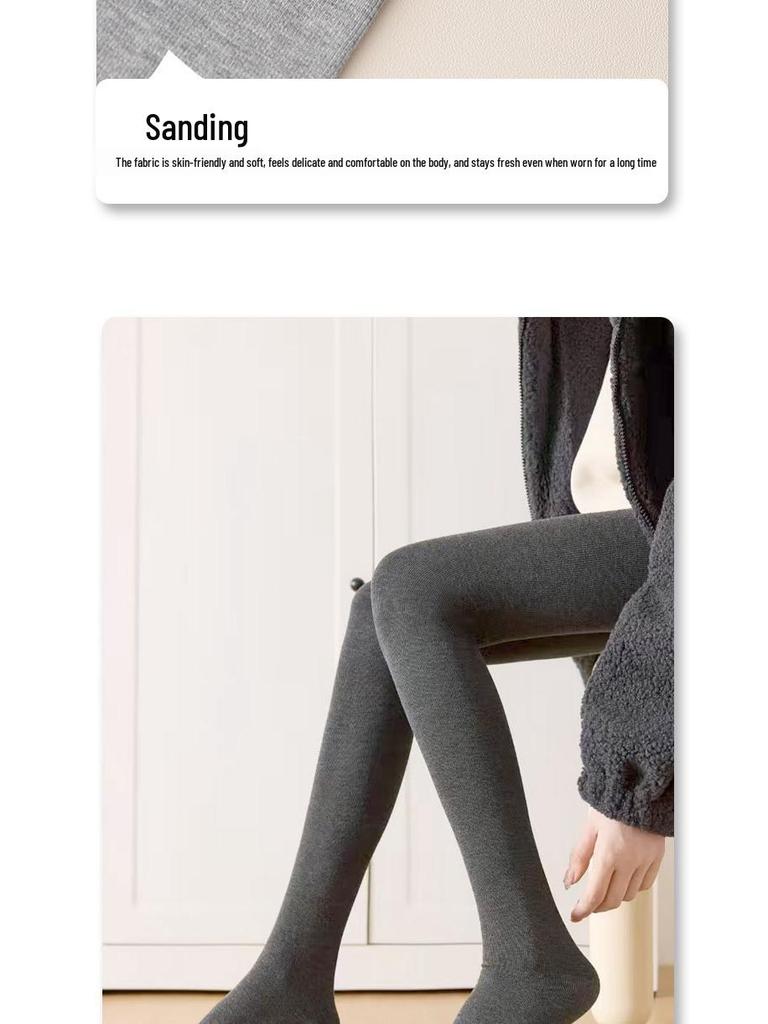 Women's Gray Velvet Leggings with Vertical Stripes – Slimming, Micro-Pressure, Stirrup Style for Autumn/Winter.