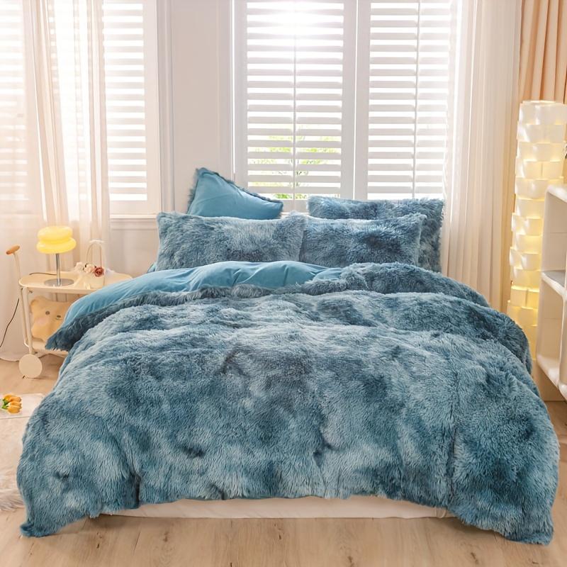 Set Copripiumino Peluche Tie Dye Y2K da 3 Pezzi ( 1 Copripiumino + 2 Federe), Set Biancheria da Letto Morbido e Caldo