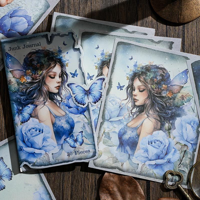 30 Pcs Vintage INS Decorative Material Paper DIY Diary Album Scrapbooking Material Hand Made Junk Journal Supplies