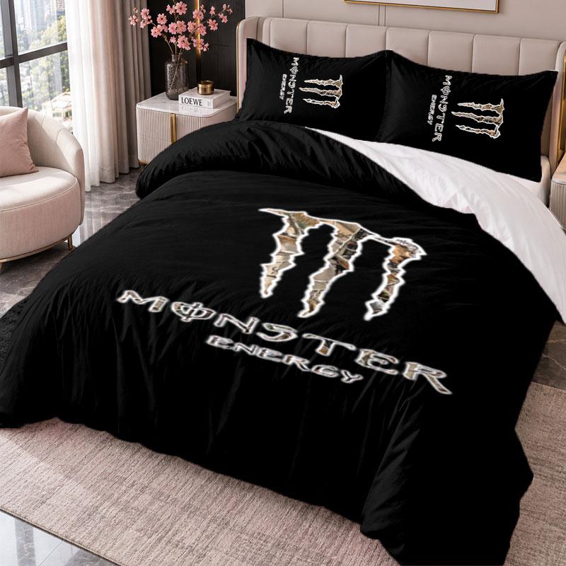 Monster Energy 3Pcs Bedding Set Duvet Cover With Two Pillowcases For Bedroom Home Decoration