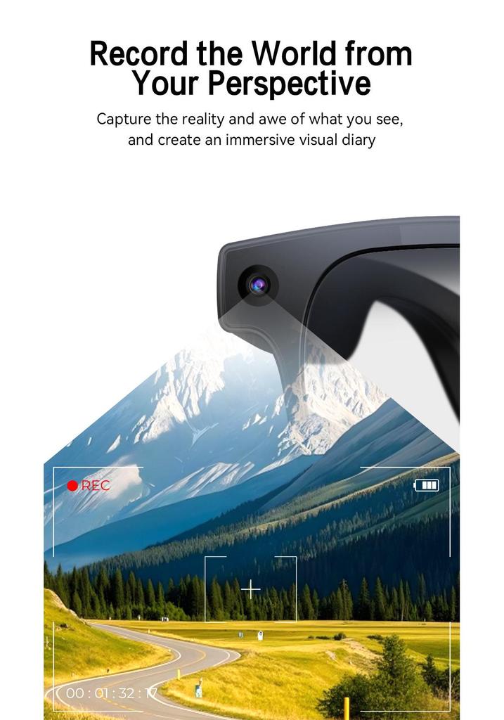 Smart AI Glasses: New Model with 8MP Camera, Anti-Shake Video, AI Translation, Music, Bluetooth