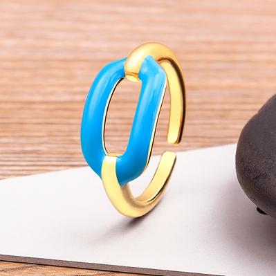 Nidin INS Hot Sale Enamel Multicolor Rings For Women Gold Plated Dripping Oil Open Adjustable Finger Ring Trend Party Jewerly