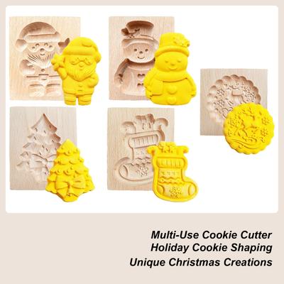 3D Houten Koekjesvorm Kerstthema Boom Kerstman Sneeuwpop Herbruikbare Houten Koekjes Snijder DIY Koekjes Snijder Bakbenodigdheden