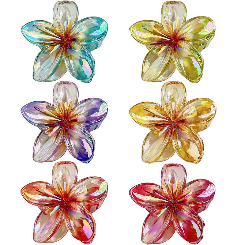 Neuer Farbverlauf Große Blume Acryl Haarspange für Frauen Süße Haarspangen Krabbenklemme Haarspangen Hawaiianischer Kopfschmuck Accessoires