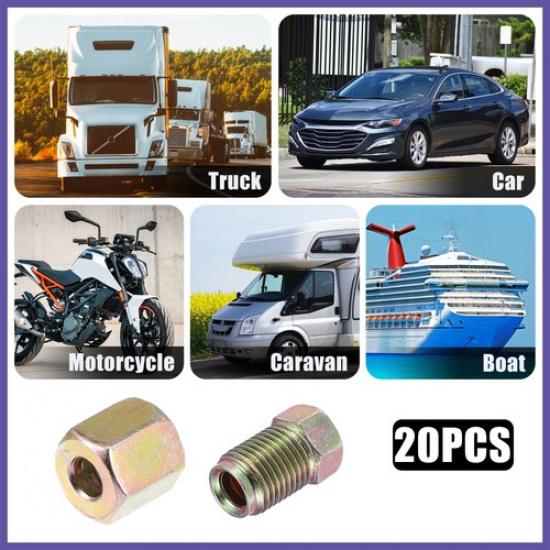 20Pcs Motorcycle Brake Line Tube Fittings 10mm 10 Male 10 Female for 3/16"