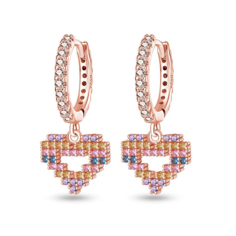 925 Sterling Silver Sweet Lovely Love Heart Series Jewelry Fashion Zircon Circle Hoop Earrings for Women Jewelry Gift Accessory