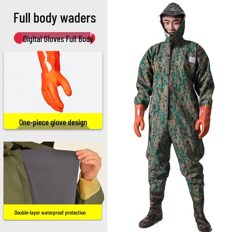 PVC Full Body Fishing Waders - Thickened One-Piece Wading Pants for Fishing and Lotus Root Digging