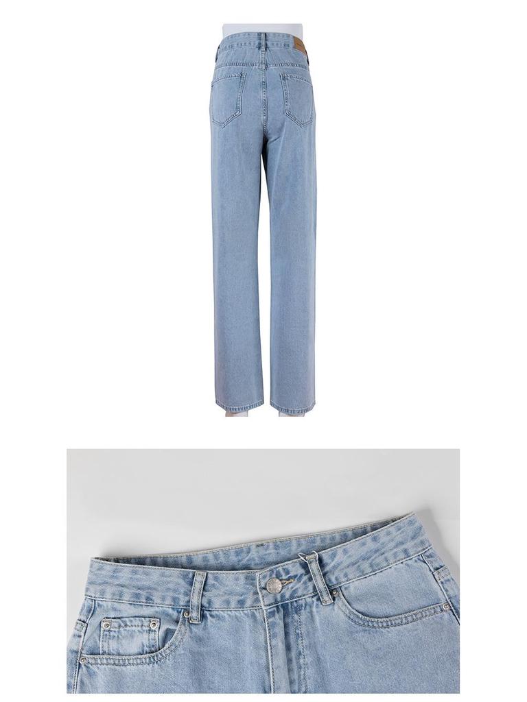 High-Waist Straight-Leg Blue Denim Jeans for Women