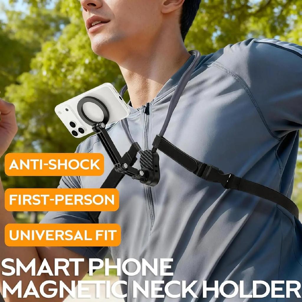 Magnetic Neck Phone Holder POV/Vlog Recording Selfie Hand Free Neck Mount Cooking/Riding Video Fliming Anti-Shake Chest Strap 6