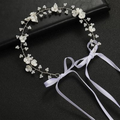 Braut Haarschmuck Hochzeit Frauen Perlen Haarband Fee Rosa Kranz Mädchen Kopf Blumenkrone Goldener Draht für weibliche Dekoration
