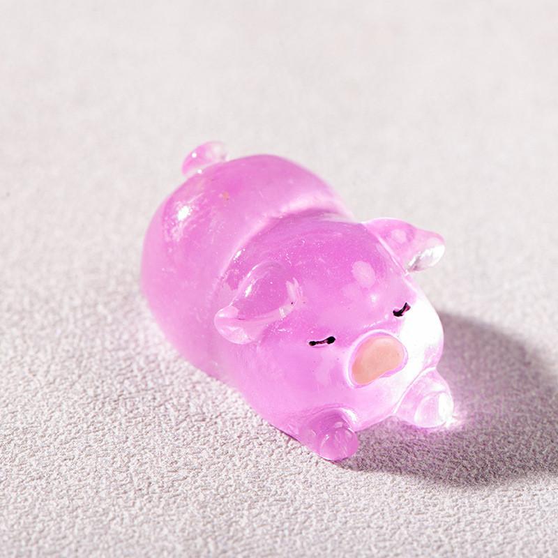 Cute Luminous Piggy Resin Figurine Perfect For Creative Diy And Desktop Decoration