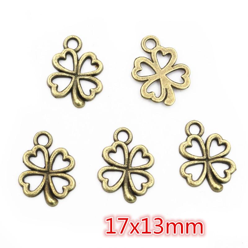 40pcs 3-Styles Bronze Antique Silver Plated Clover Leaf Handmade Charms Pendant:DIY for bracelet necklace