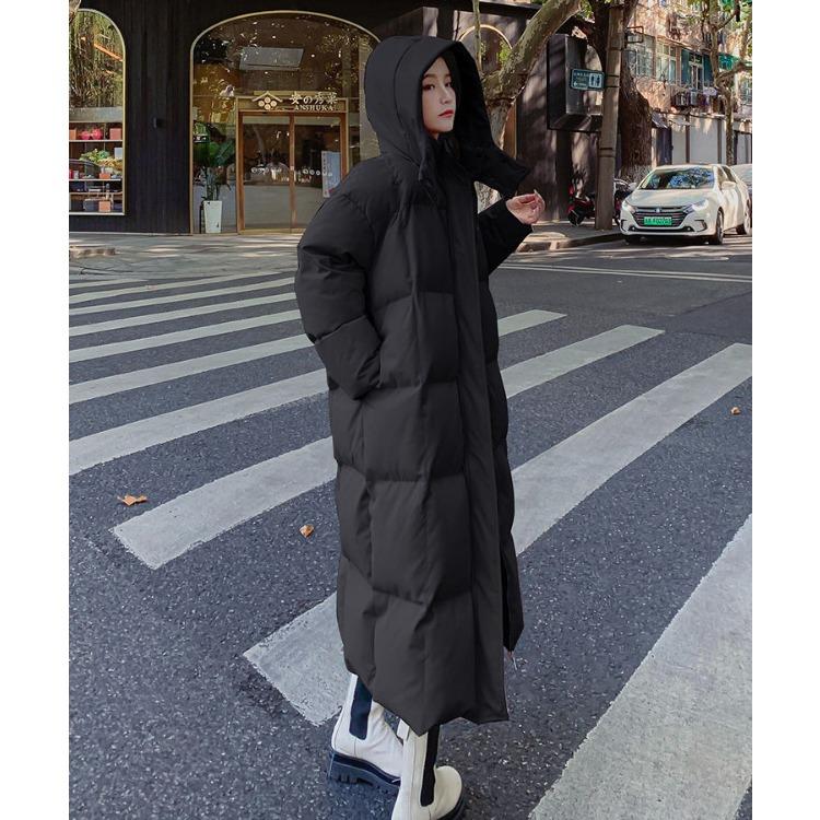 Damen Winter Baumwolle Gefütterte Lange Jacke Locker Verdickter Mantel mit Kapuze
