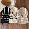 Winter Kids Balaclava Hat Korean Stripe Toddler Hooded Beanies Warm Woolen Children Boy Girl Knitted Caps Scarf