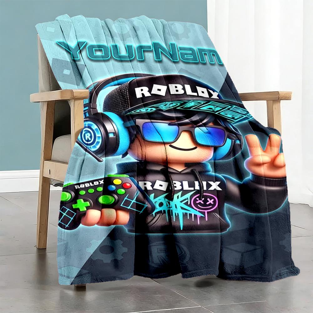 Roblox 95 Customize Your Name Blanket Multi-purpose Customizable Blanket Ultra-Soft Perfect for Office Livingroom Picnics Sofa Ideal for All Seasons