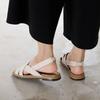 Jisyu Cowhide Hiren Square Toe Slingback Flat Sandal